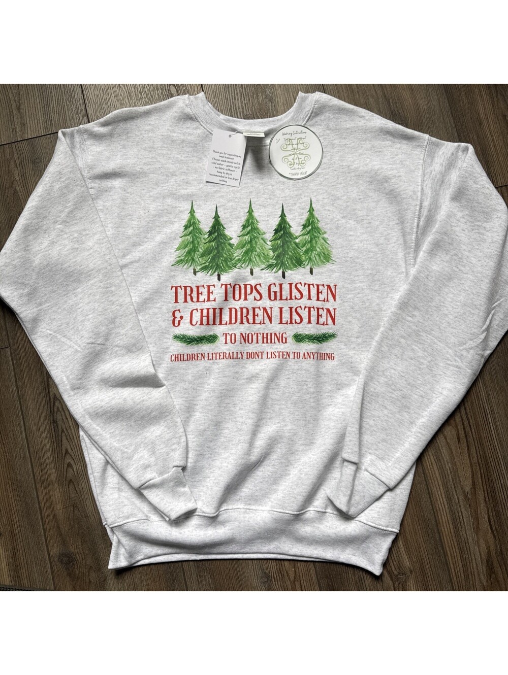Hanes Ecosmart Men's Grey Crew Neck Sweatshirt Christmas Pressed DTF Small New